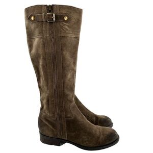 Franco Sarto knee high boots Panko 8 Brown suede distressed riding equestrian